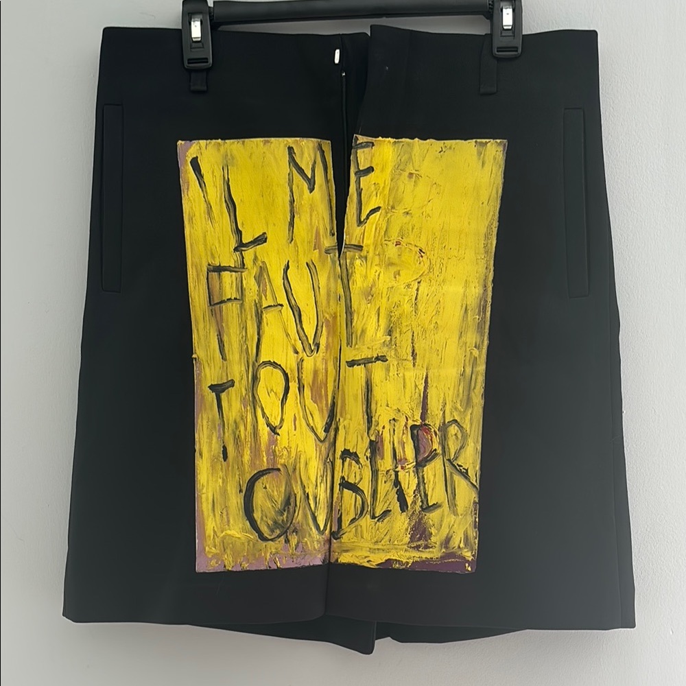Raf Simons/Philippe Vandenberg Black Skirt w/Yellow IL FAUT TOUT OUBLIER Design
